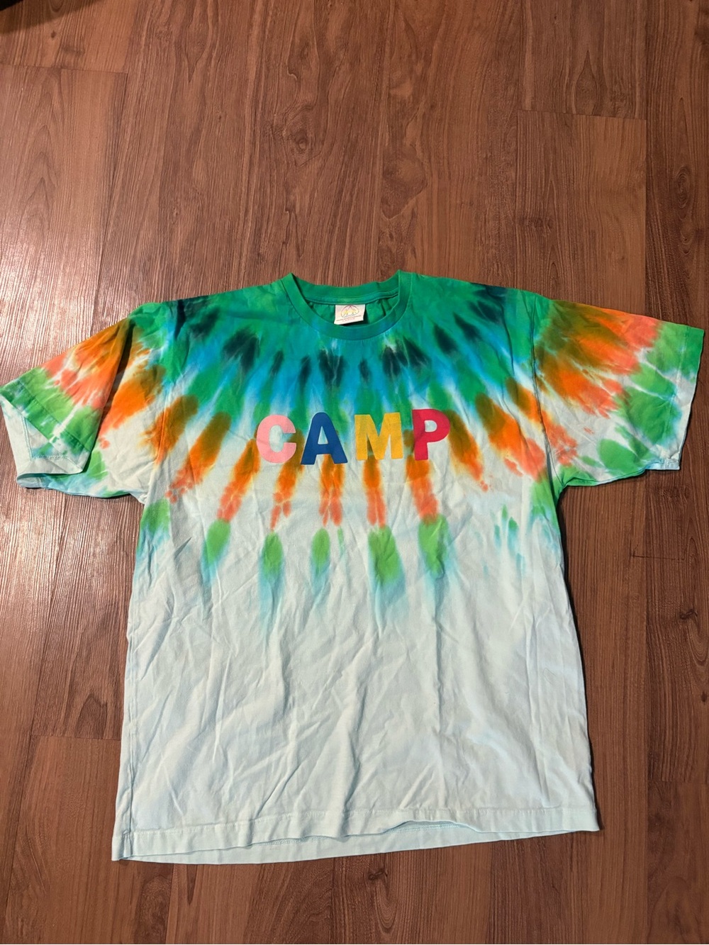 Multicolor Tie-Dye CAMP HIGH Short Sleeve Tee - Green/Blue/Orange